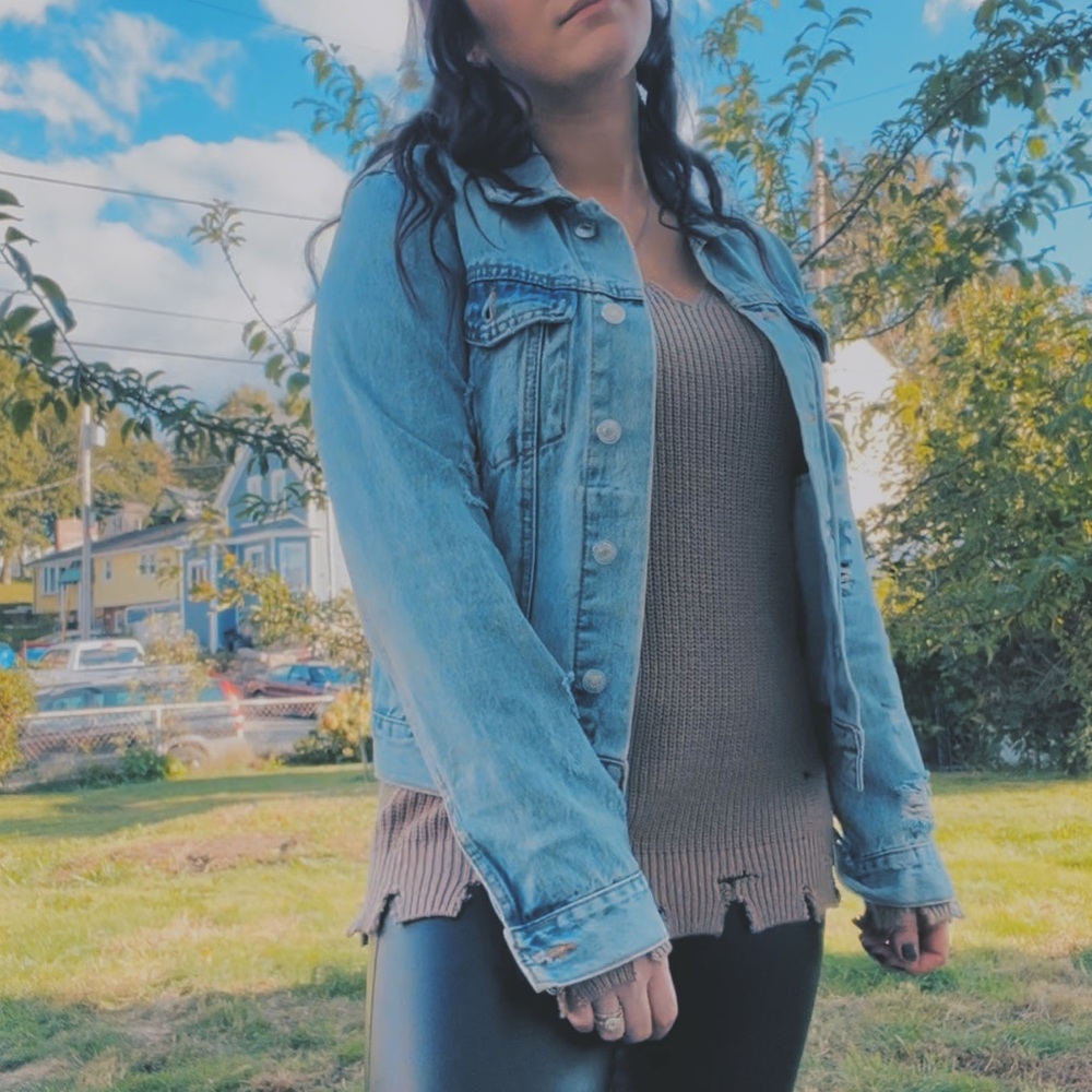Distressed Light Wash Denim Jacket
